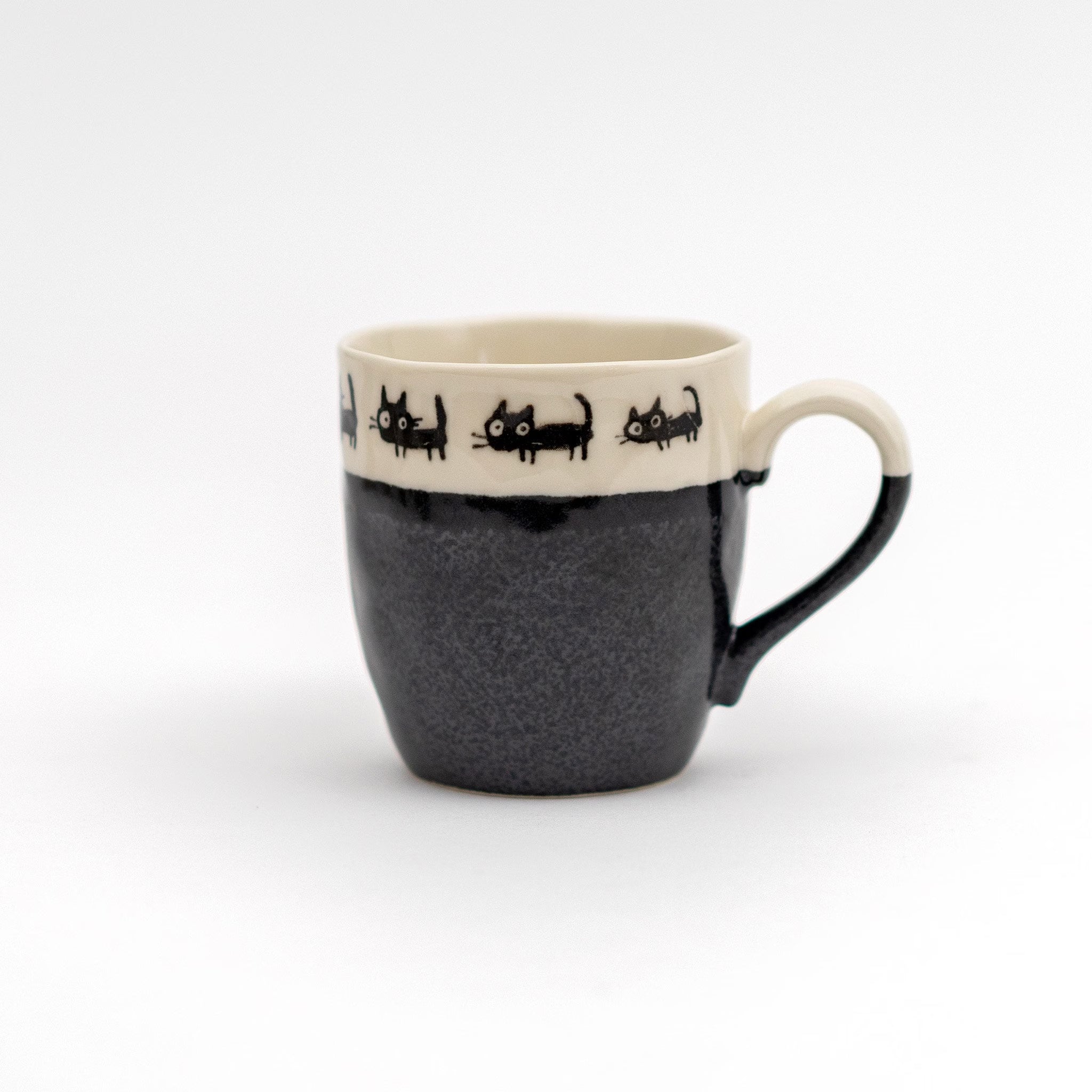 Made in Japan Cat Mug Mino Ware - Black