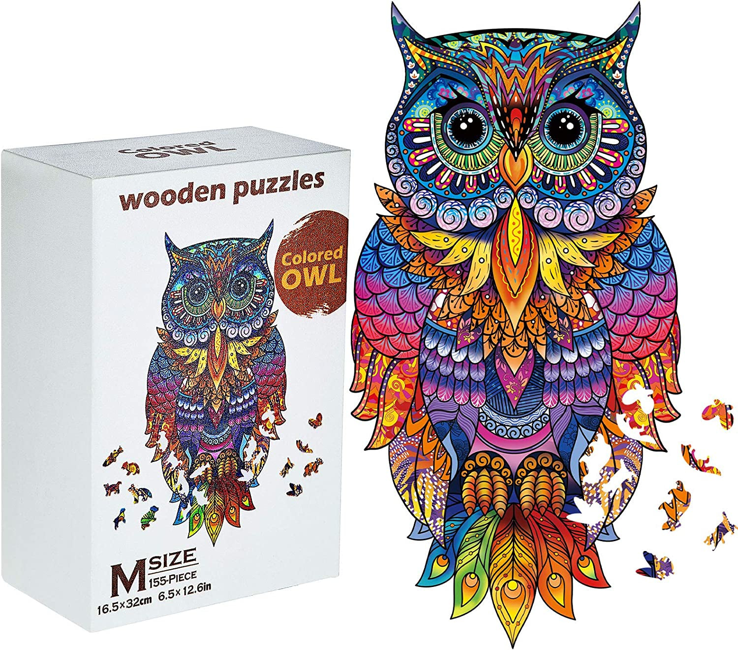 Owl Wooden Jigsaw Puzzles for Adult Wooden Jigsaw Puzzles Owl Animal Shape 155 Pcs 6.5