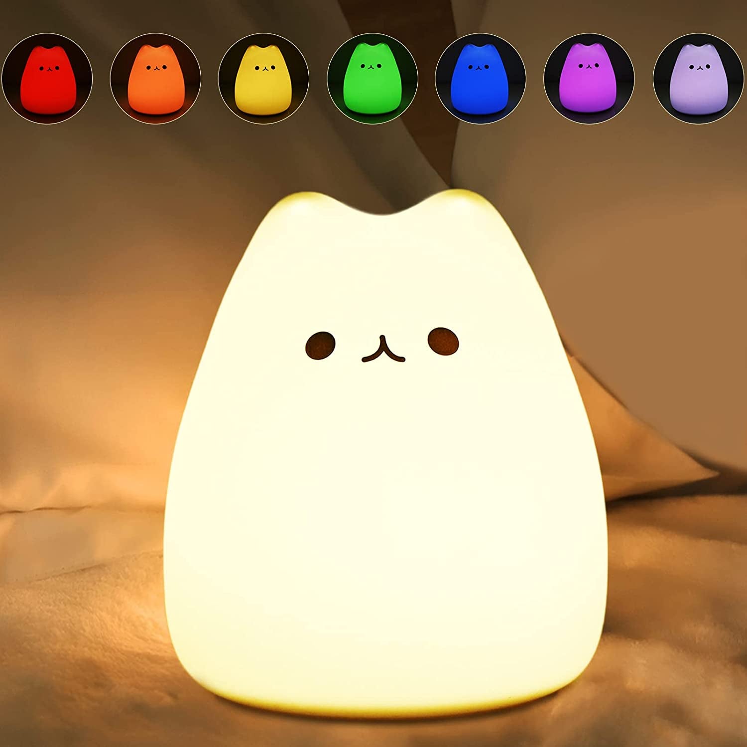 Cute Smiley Face Cat Night Light