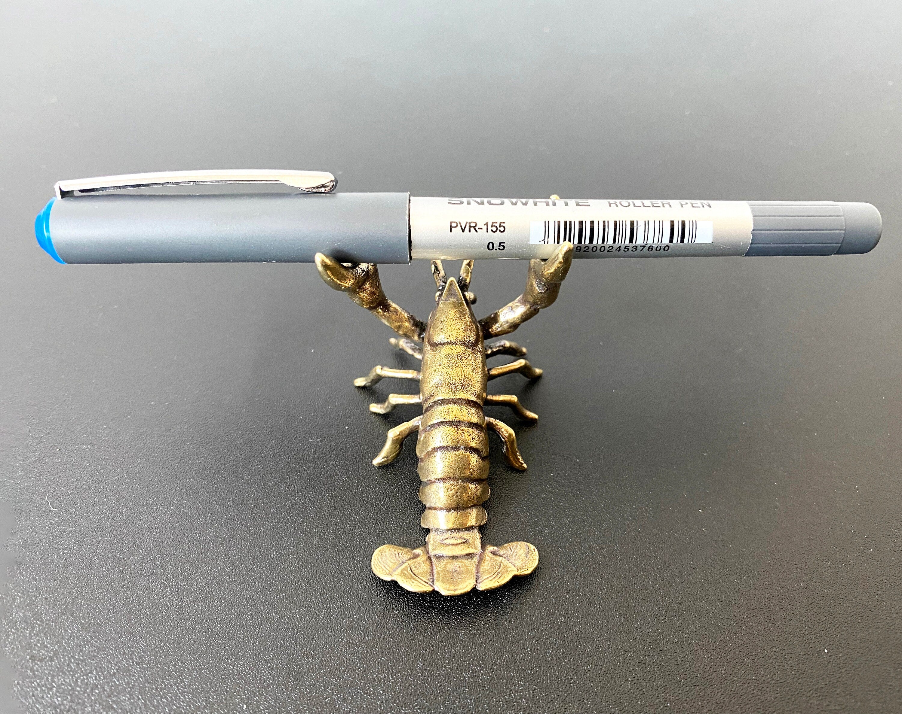 Brass Crab Pen Holder Brass Animals, Fountain Pen Holder, Pen Holder for Desk Crab Figure Desks Decoration, Gift for Crab Lovers Lobster